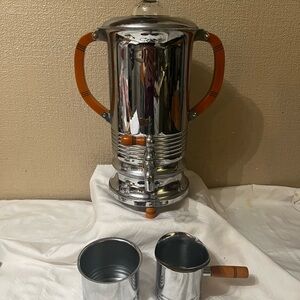 Vintage Krome Kraft Faber Bros. New York Art Deco Coffee Set